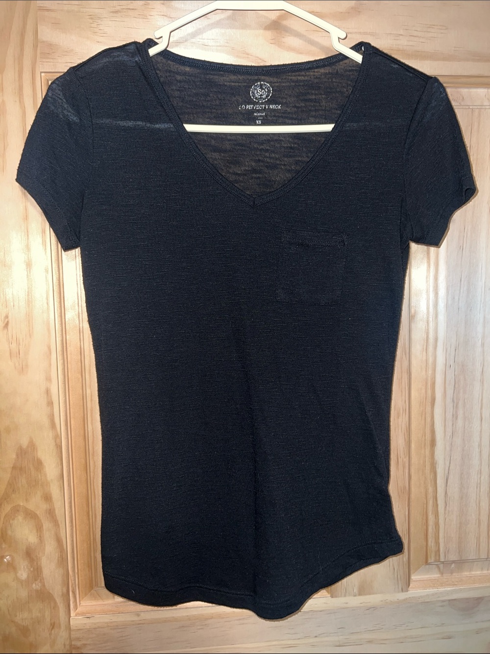 SO Black V-Neck Short Sleeve Tee with Pocket